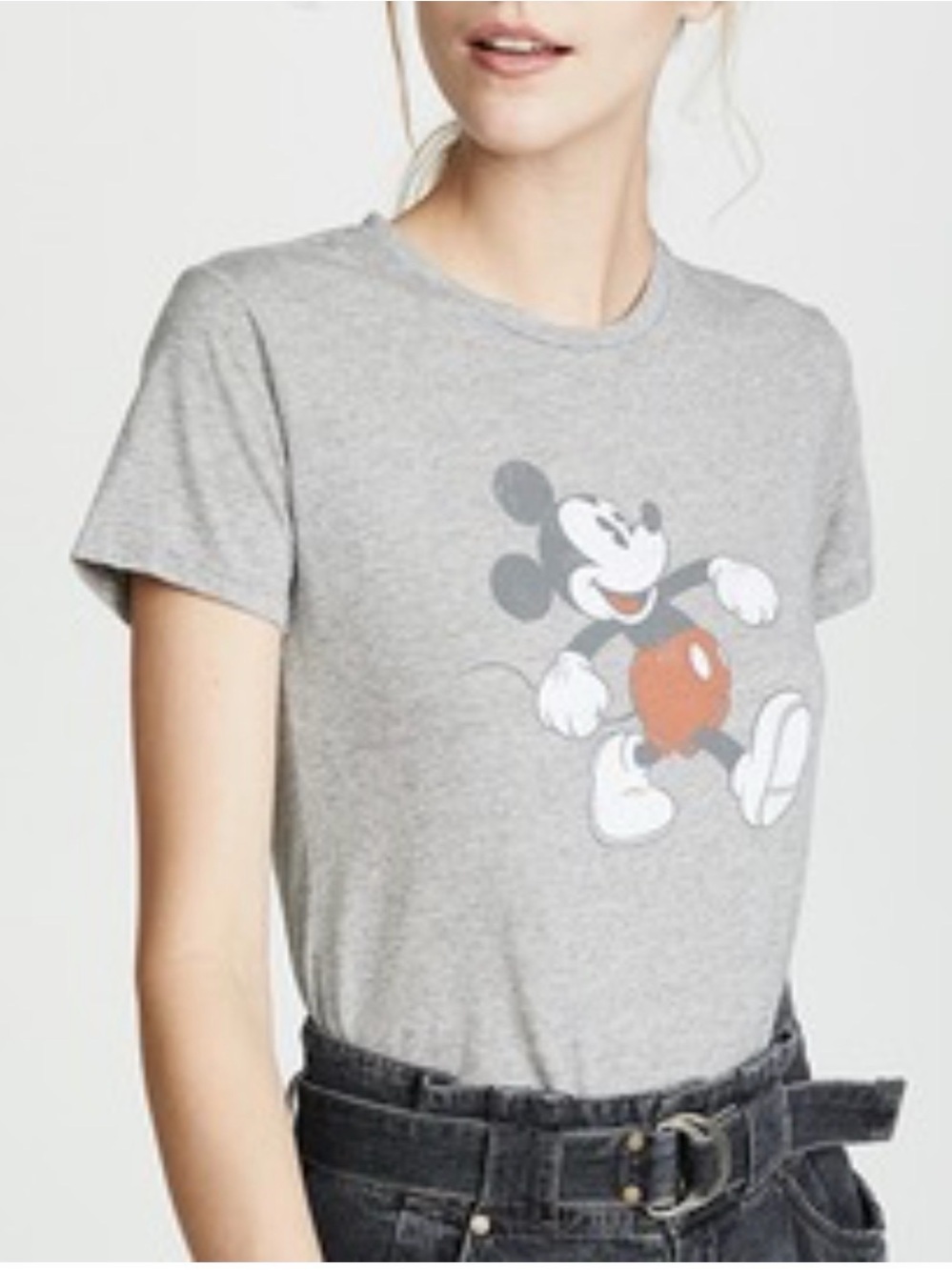 David Lerner Gray Mickey Mouse Tee with Red Accent